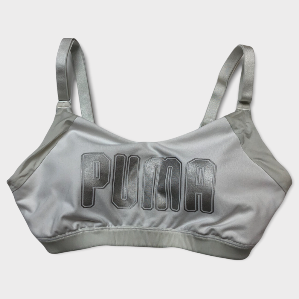 Puma White Padded Adjustable Sports Bra Women’s Size Medium
